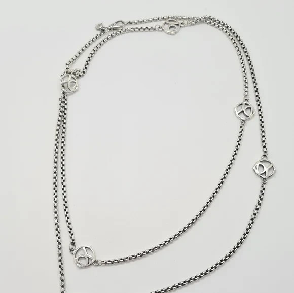 David Yurman Logo Station Necklace in Sterling