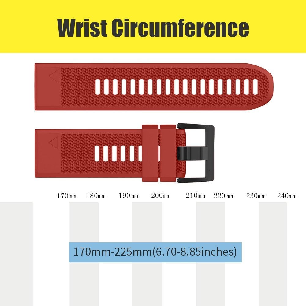 26mm QuickFit Release Rubber Watch Strap For Garmin Fenix 8Pro 7X Pro 6X GPS 3HR