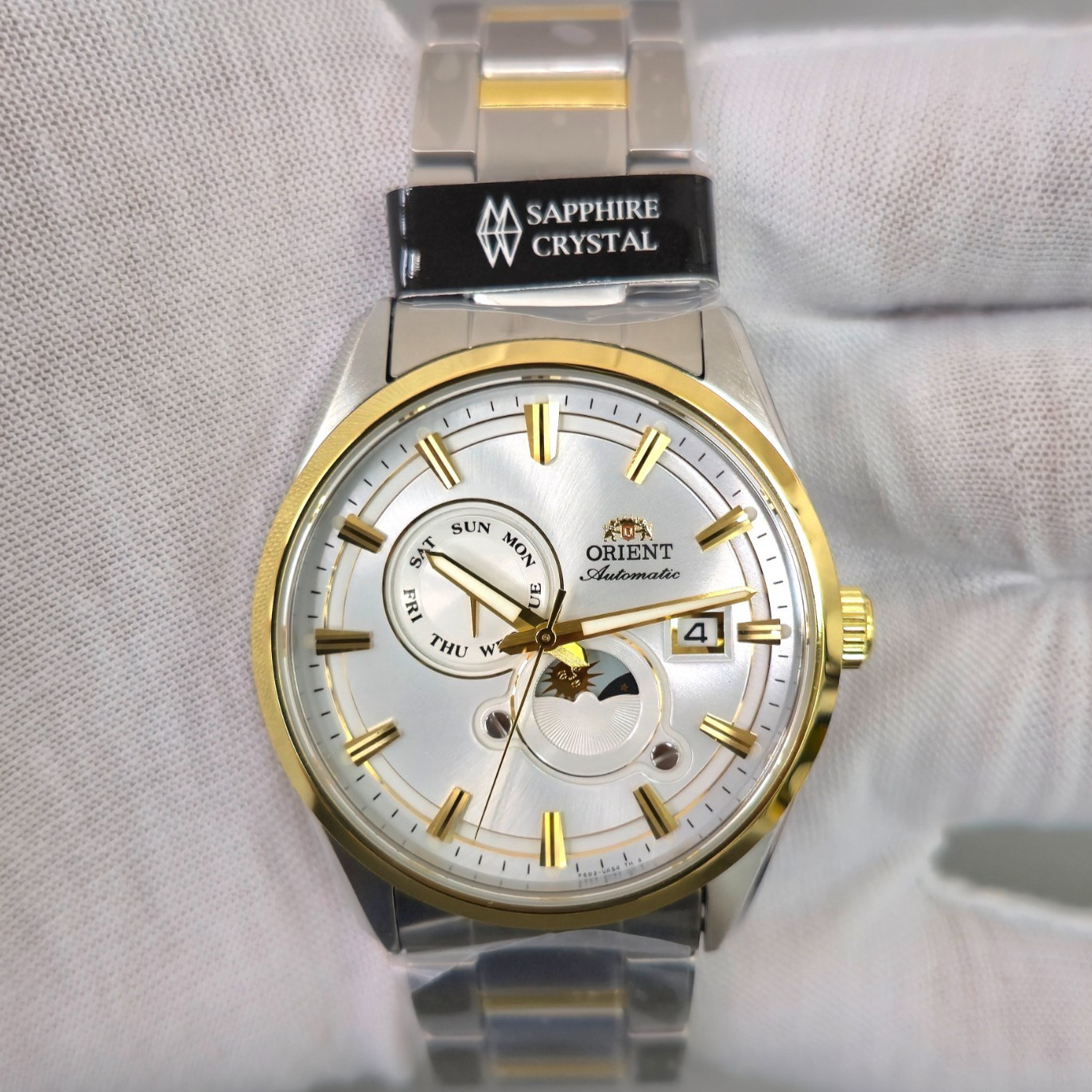 Orient Stretto RA‑AK0312S30B Sun & Moon Automatic 41.5mm New Full Set Mens Watch