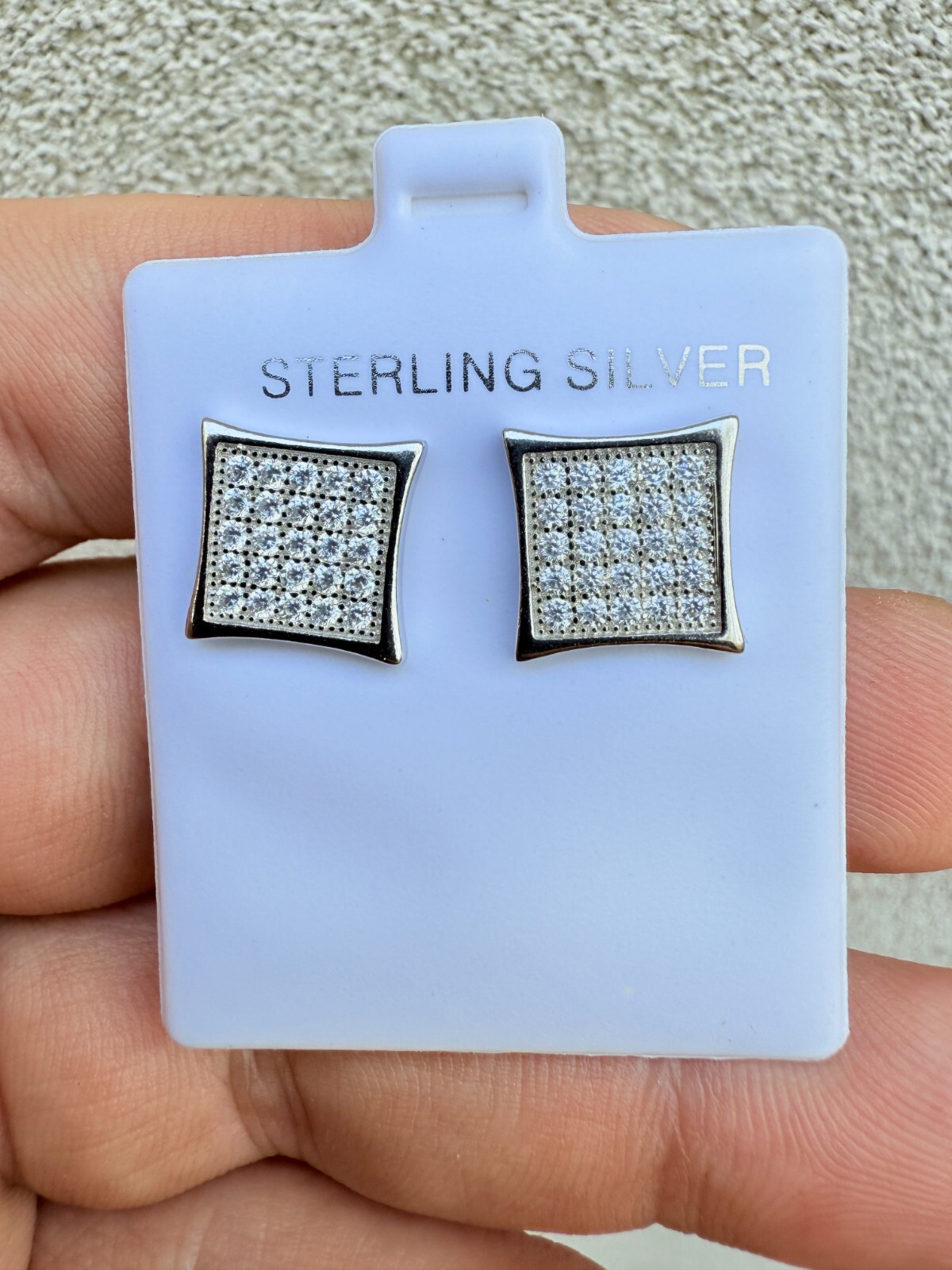 Real 925 Sterling Silver Kite Earrings Iced CZ Screwbacks 11mm – WHOLESALE DEAL