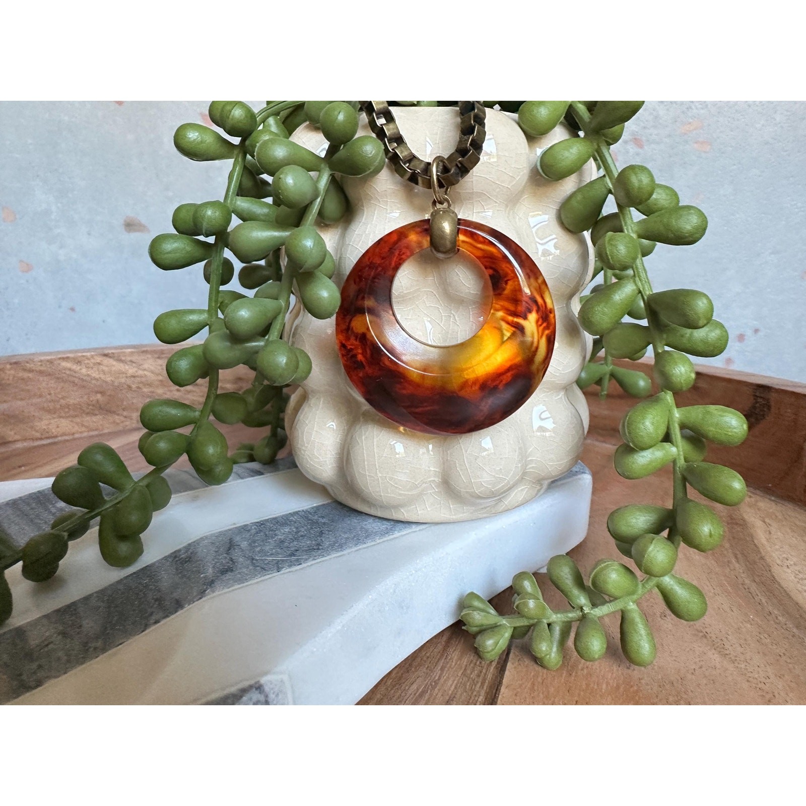 Vintage Lucite Pendant Necklace | Handmade One of a Kind