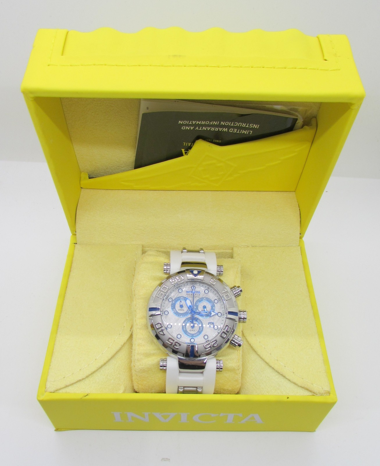 INVICTA SUBAQUA NOMA 24294 METEORITE DIAL WHITE BAND QUARTZ 47MM WRIST WATCH