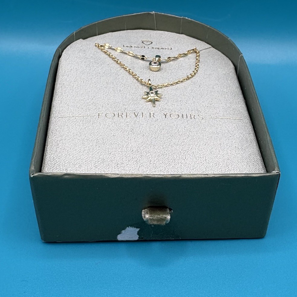 Beloved + Inspired 14K Gold Dipped Starburst Bezel Multi-Strand Necklace NEW