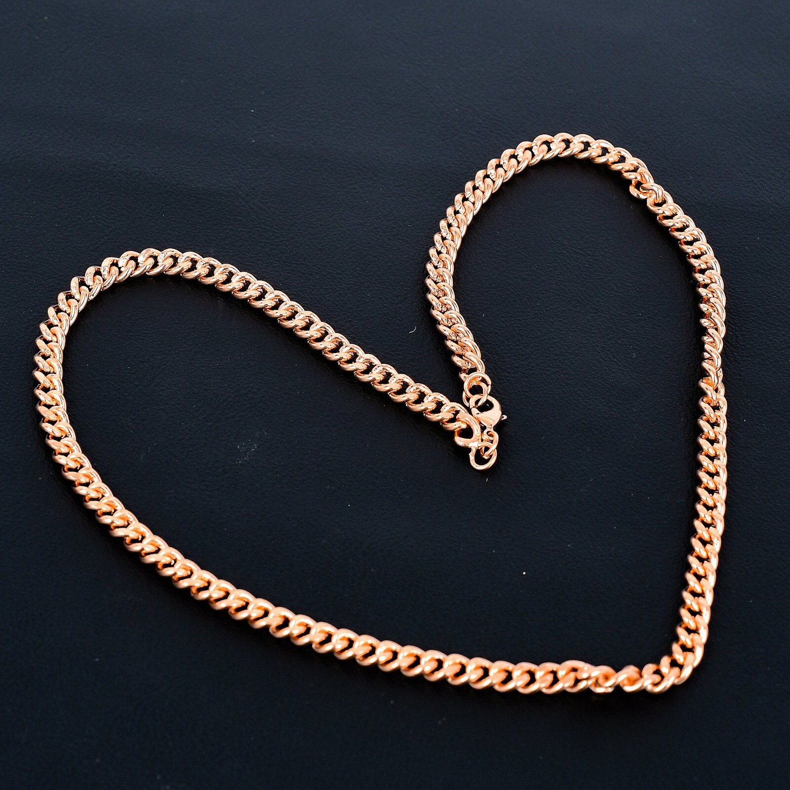 Vintage Copper Large Curved Copper Chain Hook Closure Necklace 20.5″ QN-002