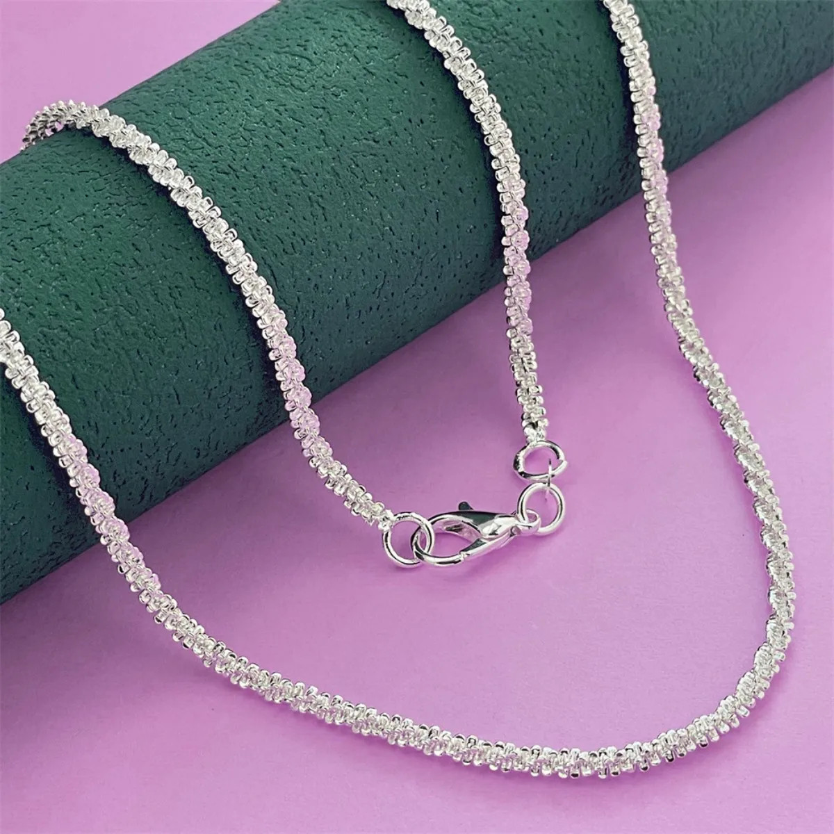 925 Sterling Silver Necklace 2mm Link Chain 40-75cm Adjustable Length Jewelry