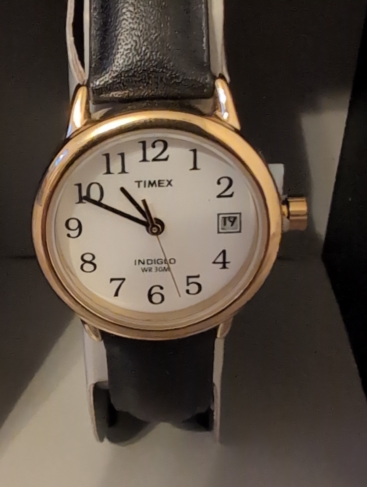 Timex® Women’s Leather Watch Gold and Black Leather – T2H341- New!!