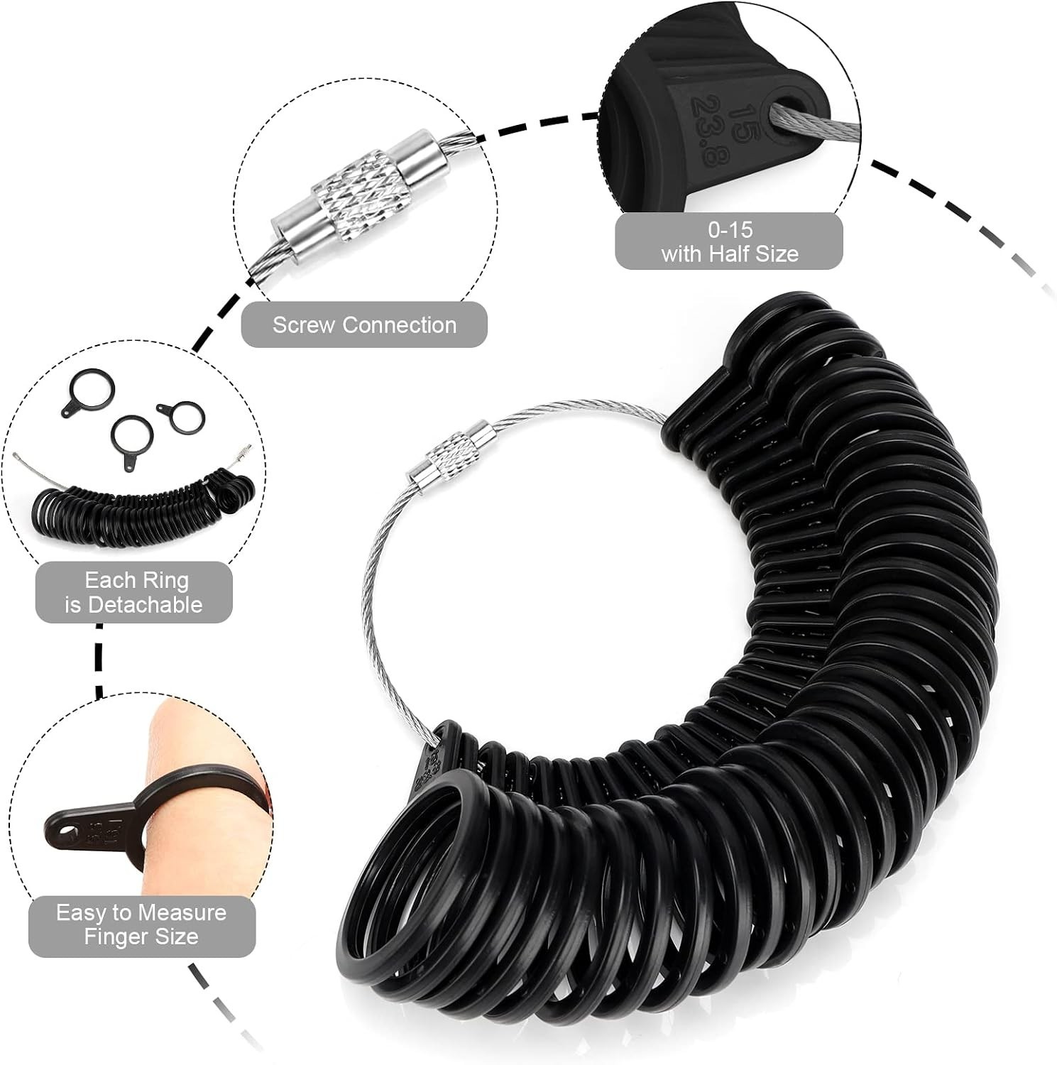4-Piece Ring Size Measuring Tool Set for Accurate Jewelry Making and Gifting