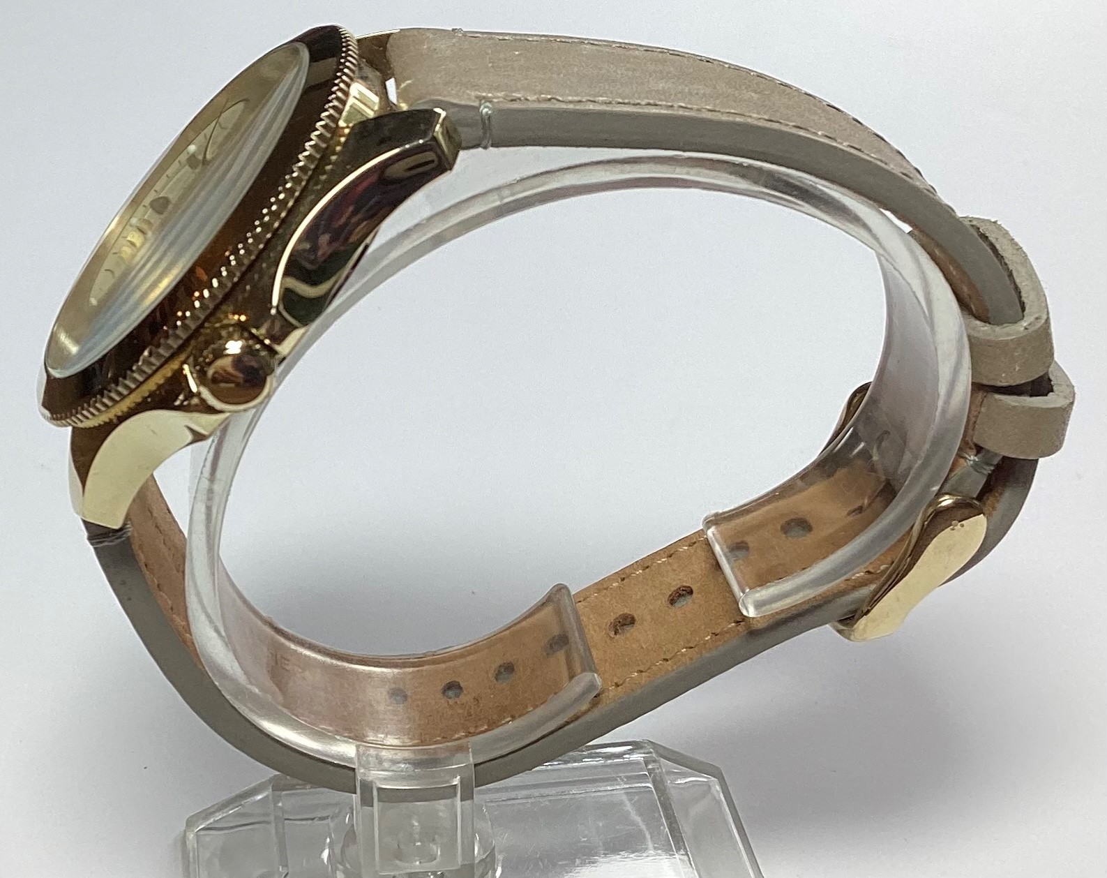 Fossil Womens Watch AM4529 Gold Cream Multi-dial Day Date Taupe Band New Battery