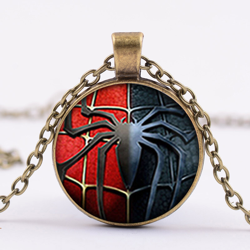Superhero Batman Superman Cabochon Iron Man Alloy + Glass Chain Pendant Necklace