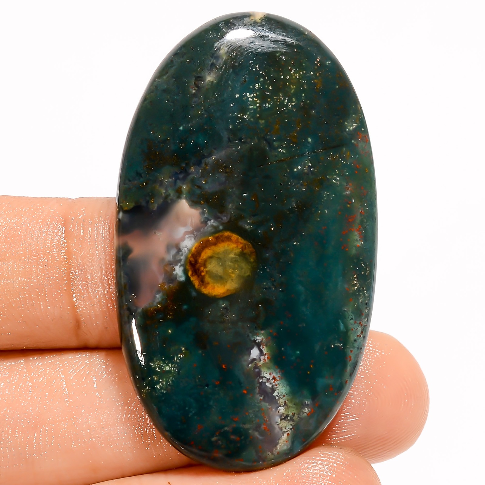100% Natural Bloodstone Oval Shape Cabochon Gemstone 54 Ct. 45X26X5 mm GC-41754