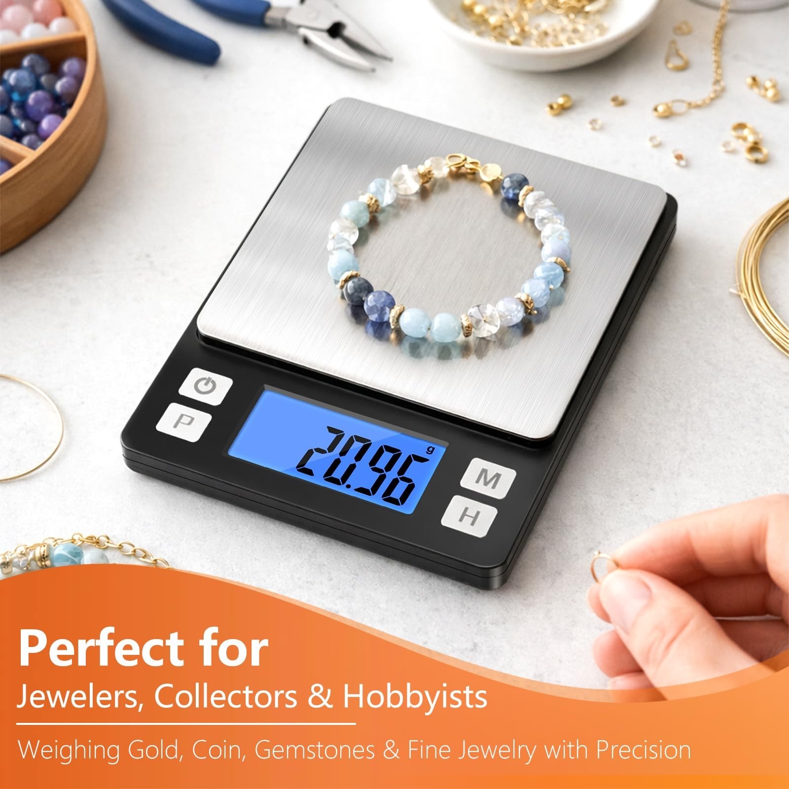High Precision 0.01g Digital Jewelry Scale 1000g – Tare, Hold, Counting, Portabl