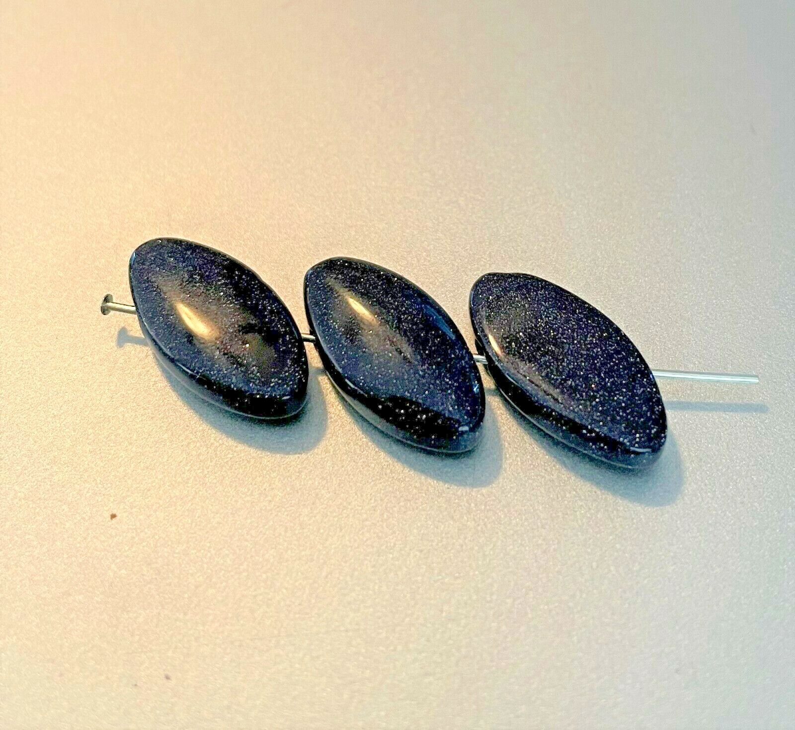 (10) 20mm Blue Goldstone Ovals CROSSED DRILLED – Gorgeous!