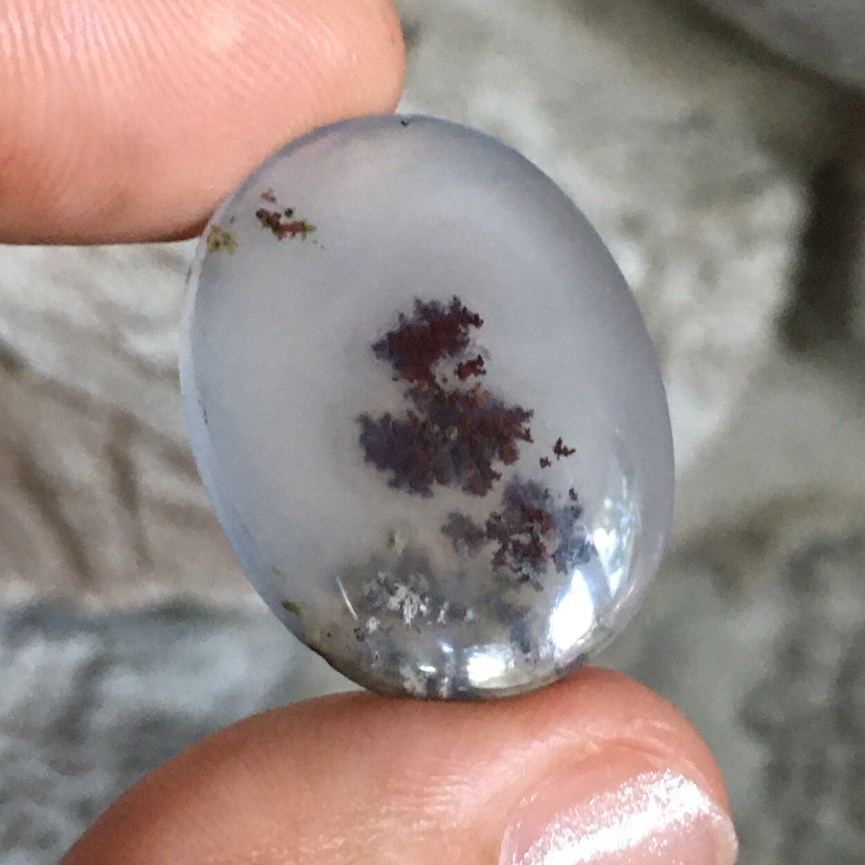 28×22.5×5.4mm Very Fune Dendrite Agate Oval Cabochon Loose Picture Stone