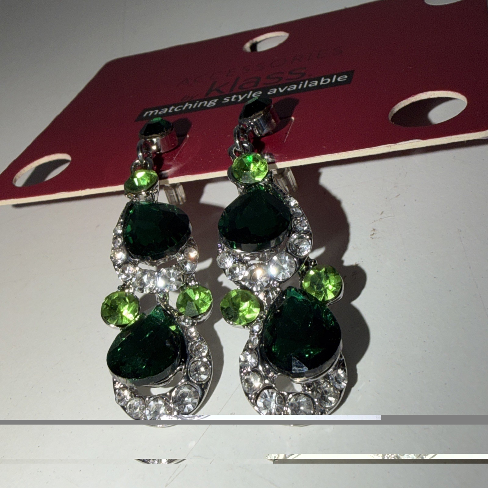 ACCESSORIZE GEM DROP EARRINGS GOLD GREEN