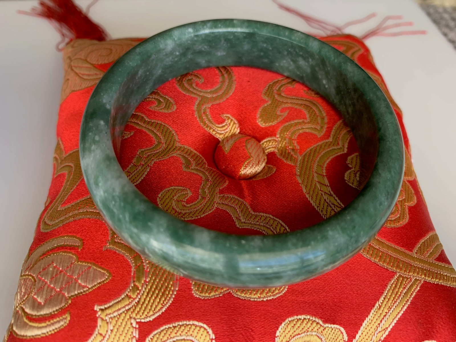 Beautiful Natural Real Chinese Green Jade Bangle Bracelet Emerald Green 61mm