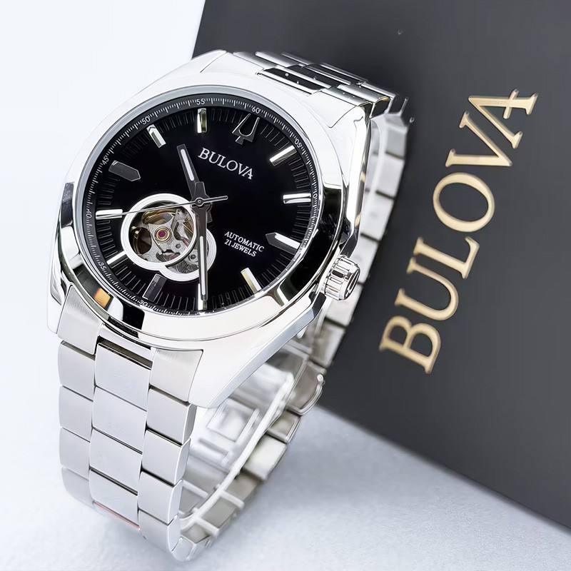 Bulova Surveyor 96A270 Automatic Black Dial Silver Strap Automatic Men’s Watch