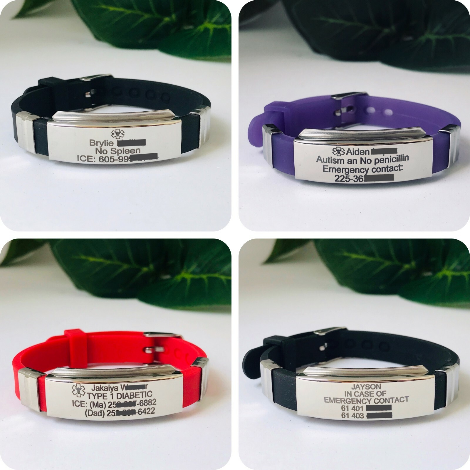 Personalized medical ID bracelet waterproof medical alert emergency bangle