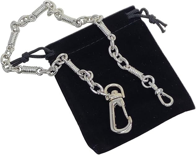 Pocket Watch Chain Albert Chain Silver Color Big Thick Heavy Figaro 14 In Cur