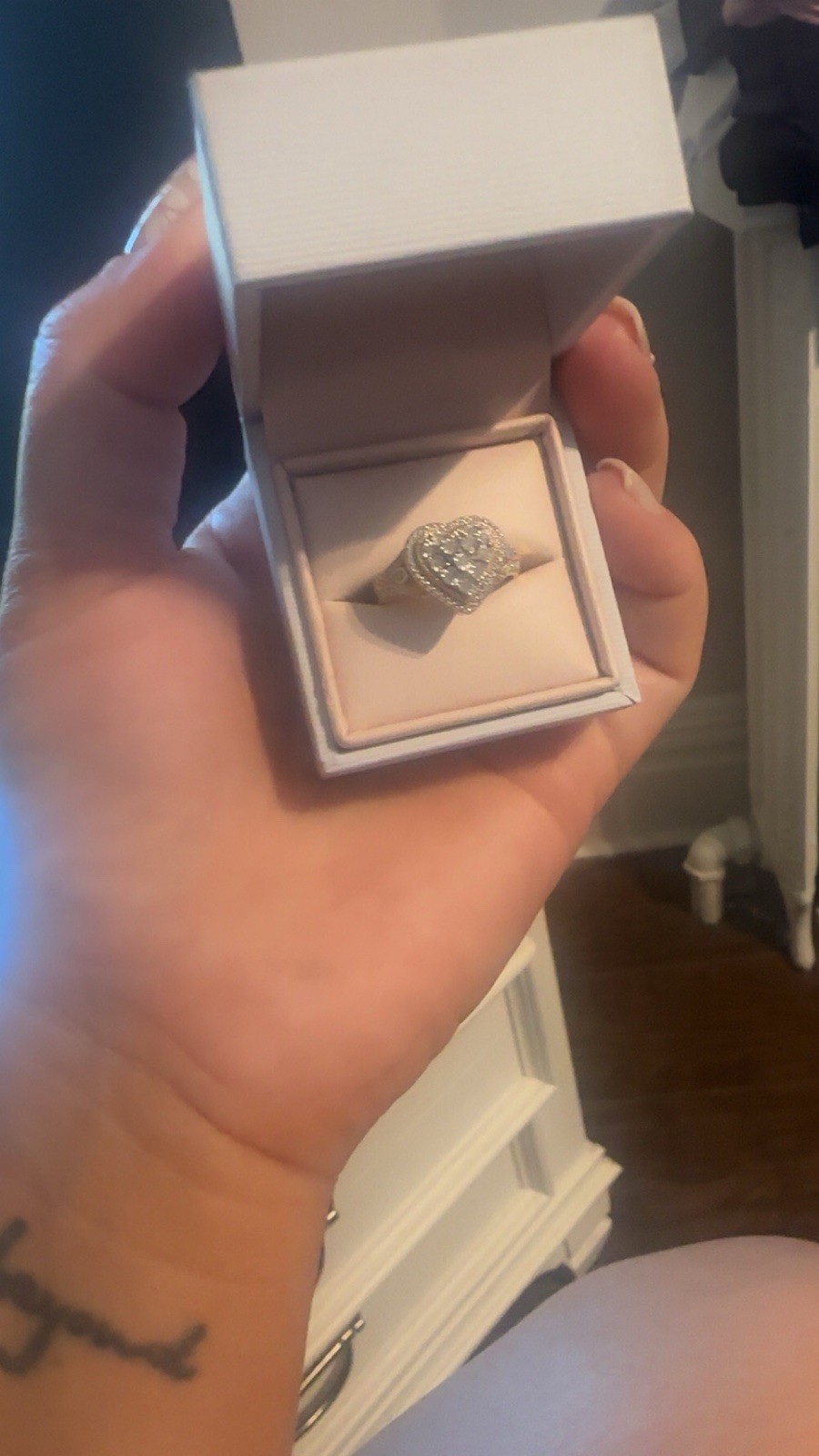 Size 7 Brilliance Fine Jewelry Heart Diamond Cocktail Ring Yellow Gold