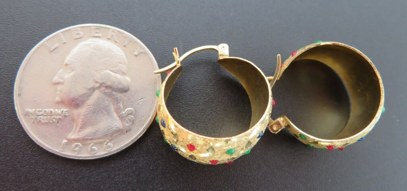 14K YG MULTI-COLOR ENAMEL HOOP EARRINGS 4.40 grams (G132597-16)