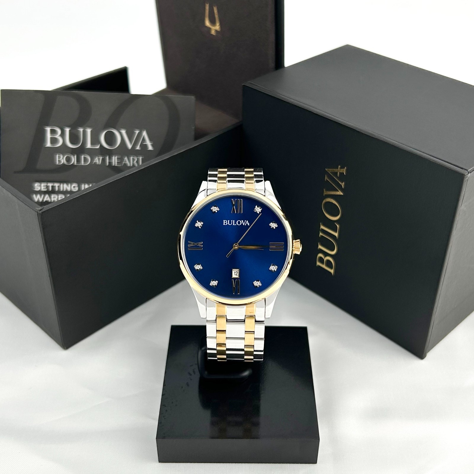 Bulova Men’s Classic Blue Dial & Two Tone Bracelet 98D130 Quartz Watch 40mm