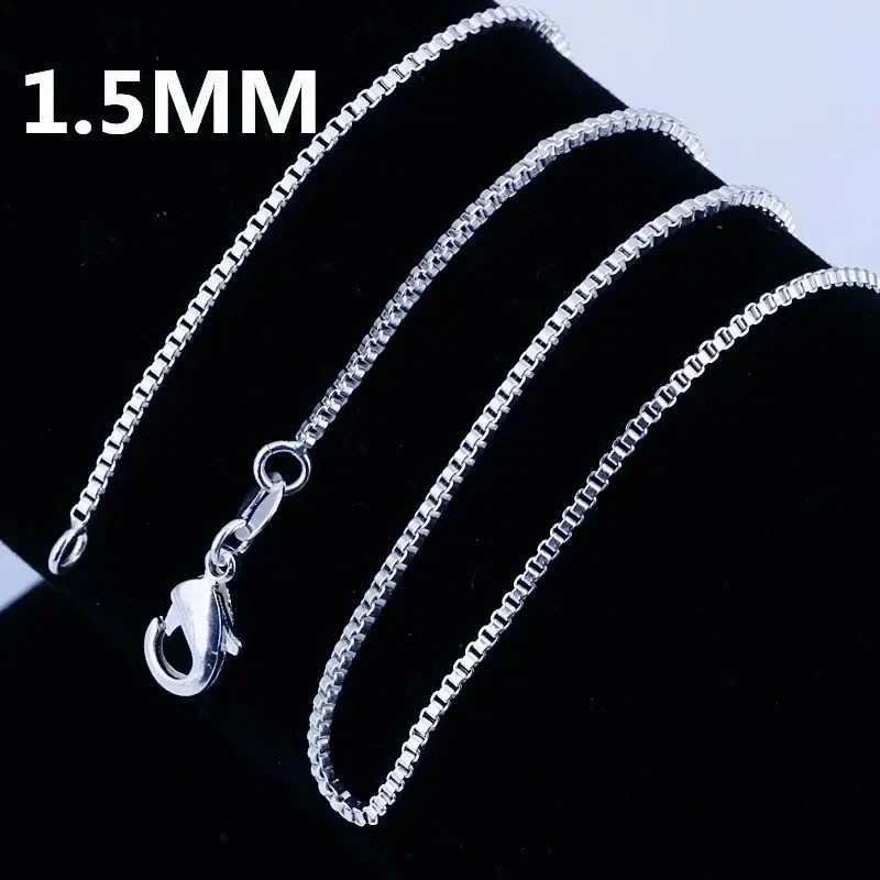 925 Sterling Silver Necklace 16/18/20/22/24 inches fine 1.5MM Box chain free USA