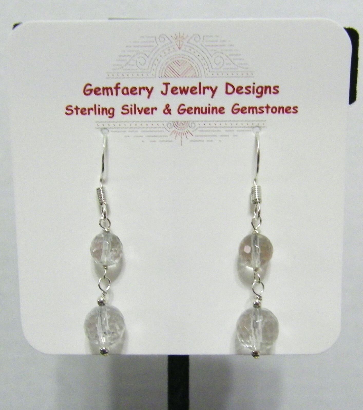 Sterling Silver Faceted AAA ROCK QUARTZ Dangle Earrings #8343…Handmade USA