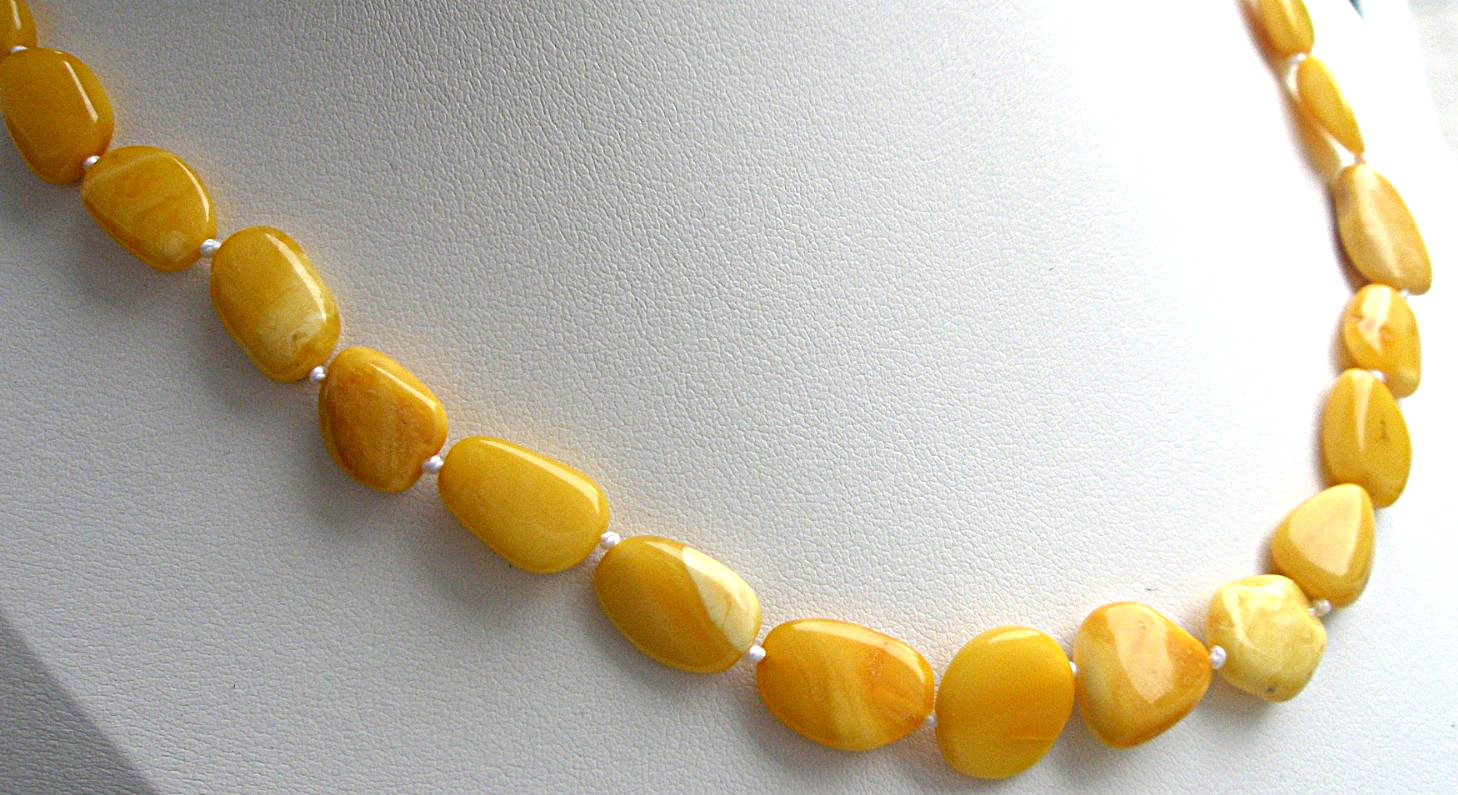 Genuine Baltic Amber Necklace Polished Egg Yolk Butterscotch 45 cm – 17.7 inch