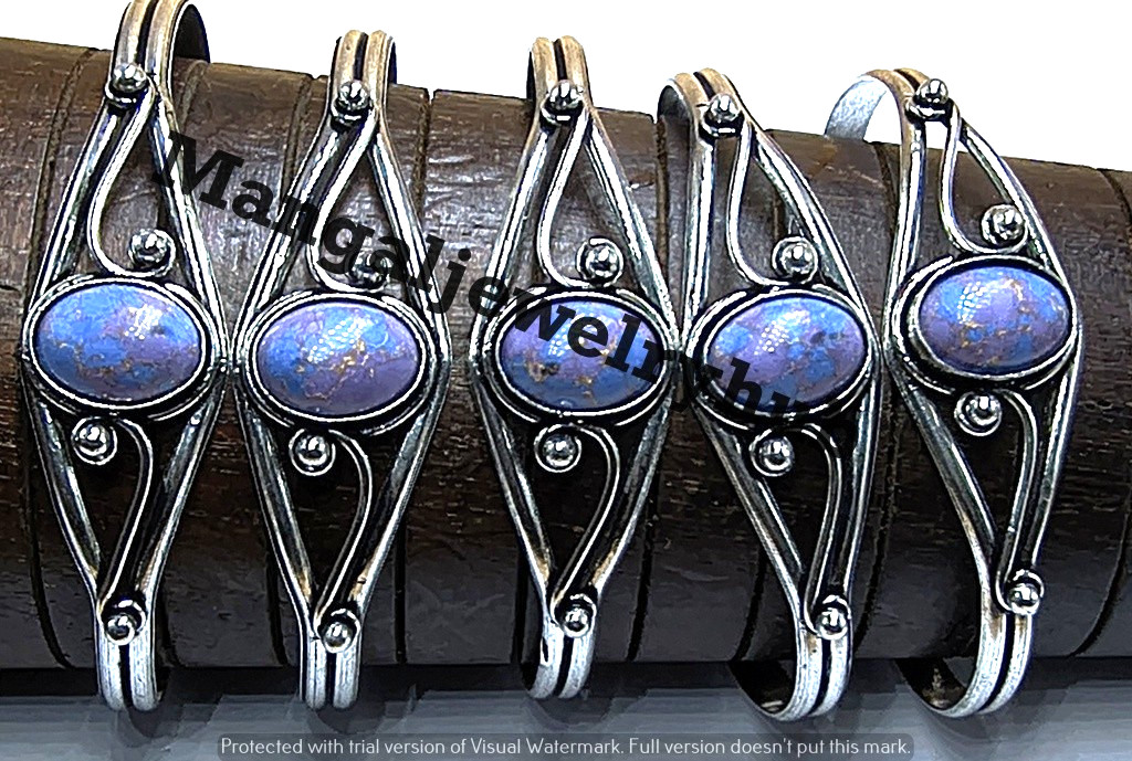 Purple Turquoise Gemstone Bangles 925 Sterling Silver Plated Bulk Jewellery Lot