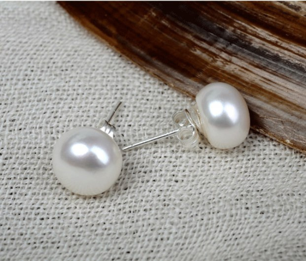 7-8 mm 925 Sterling Silver Freshwater White Pink Pearl Stud Earrings Gift