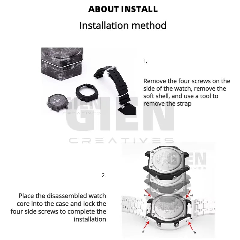 For Casio G-SHOCK Farm Oak GA2100/GA2110 Stainless Steel Case watch Strap Kit