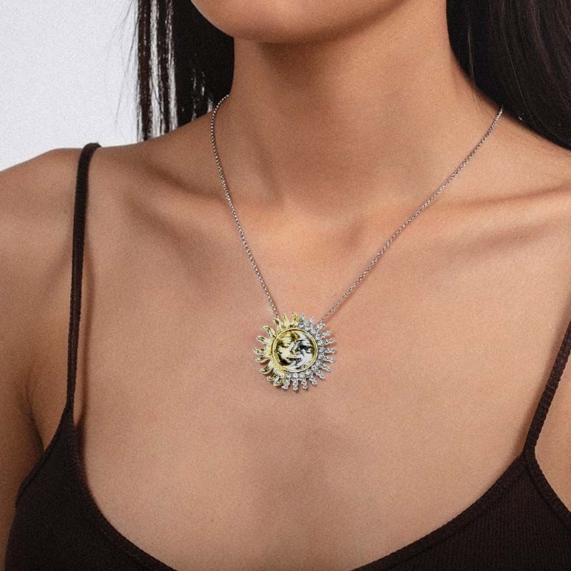 Simple Wild for Sun Moon Long Necklace Female Personality Trend Necklace