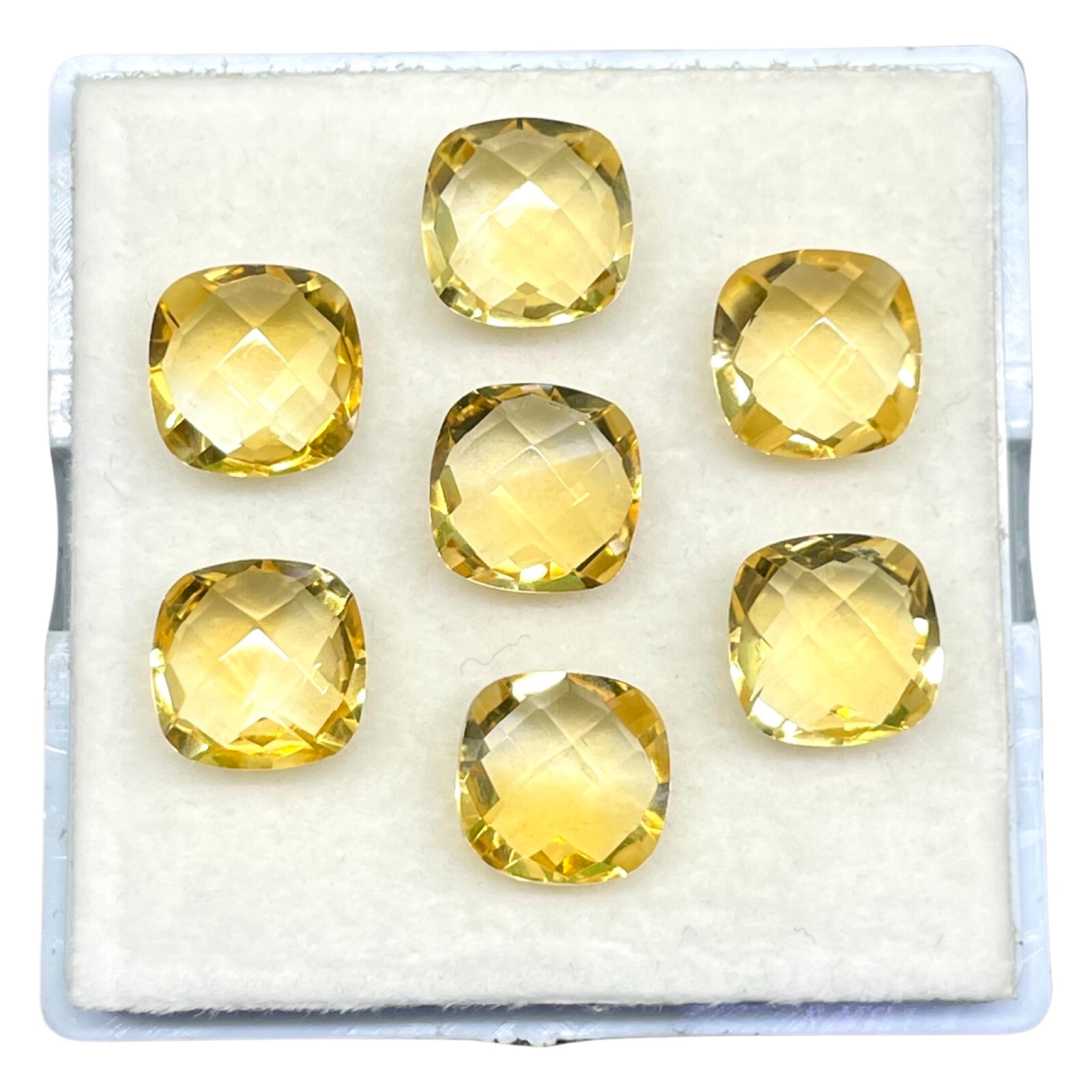 VVS 7 Pcs Natural Citrine 10mm Cushion Checker Cut Loose Gemstones Lot