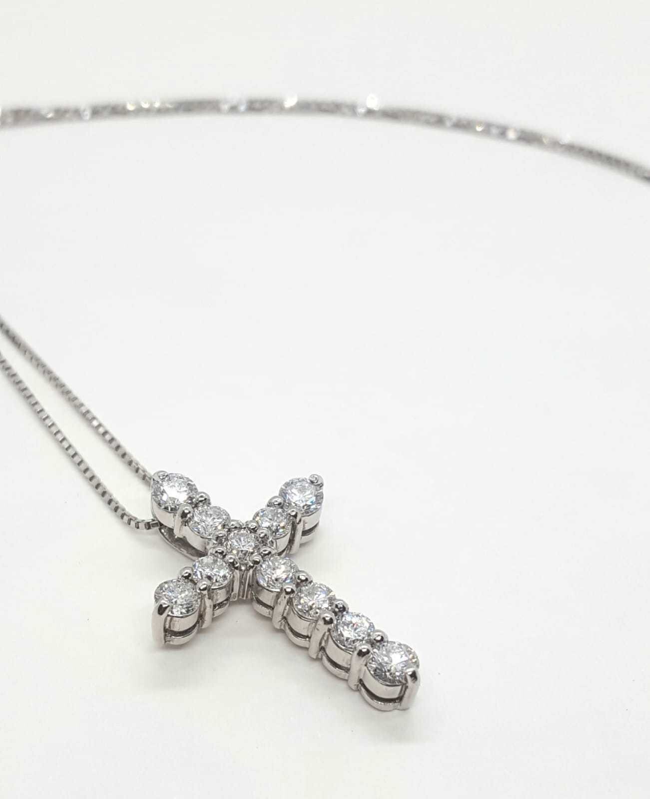 2.0 Ct Round Cut Lab Created Diamond Cross Women’s 14K White Gold Plated Pendant