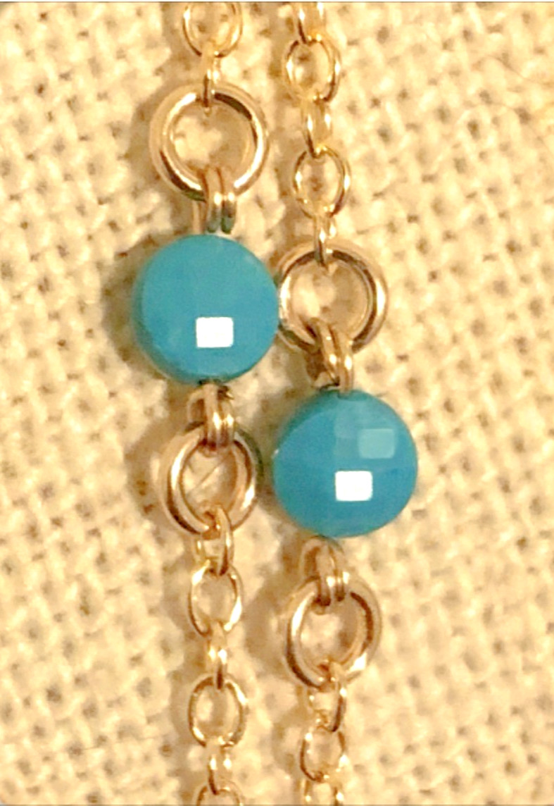 $549 NEW BC® 18K YELLOW GOLD TURQUOISE DIAMOND ROSE CUT VTG CHAIN 750 BRACELET