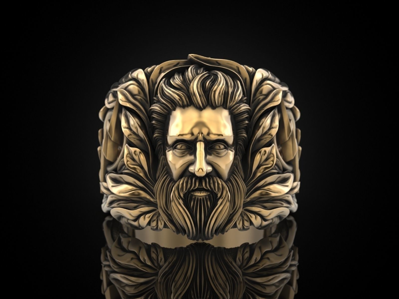 Oxidized Men’s God Zeus & Lightning Gothic 925 Sterling Silver Statement Rings