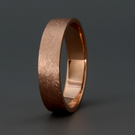 14K Rose Gold Rough Brushed Rustic Men Wedding Band | 3mm 4mm 5mm 6mm 7mm 8mm