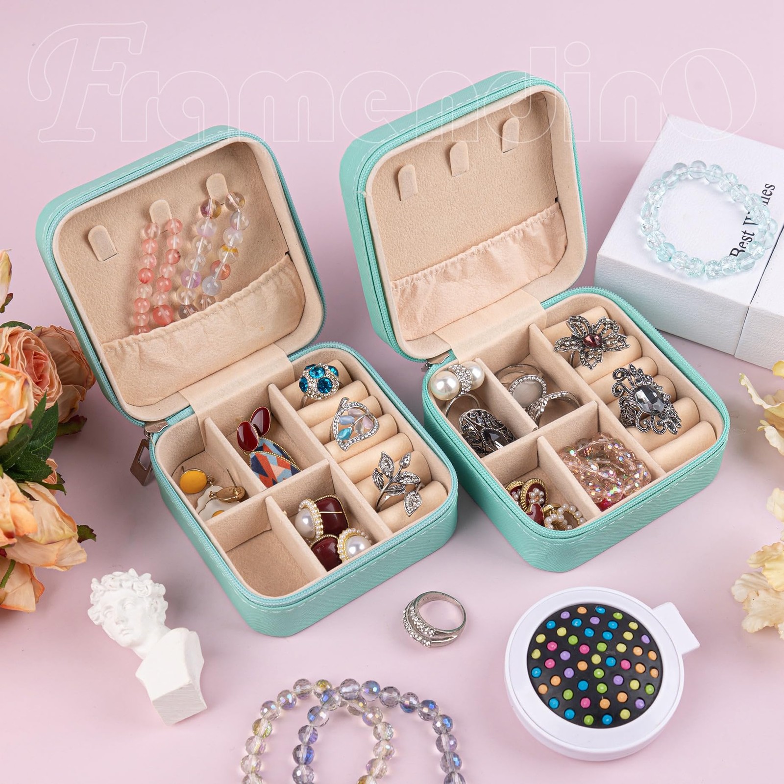 , 8 Pack Mini Travel Jewelry Box Small Organizers Portable Display Storage Ca…