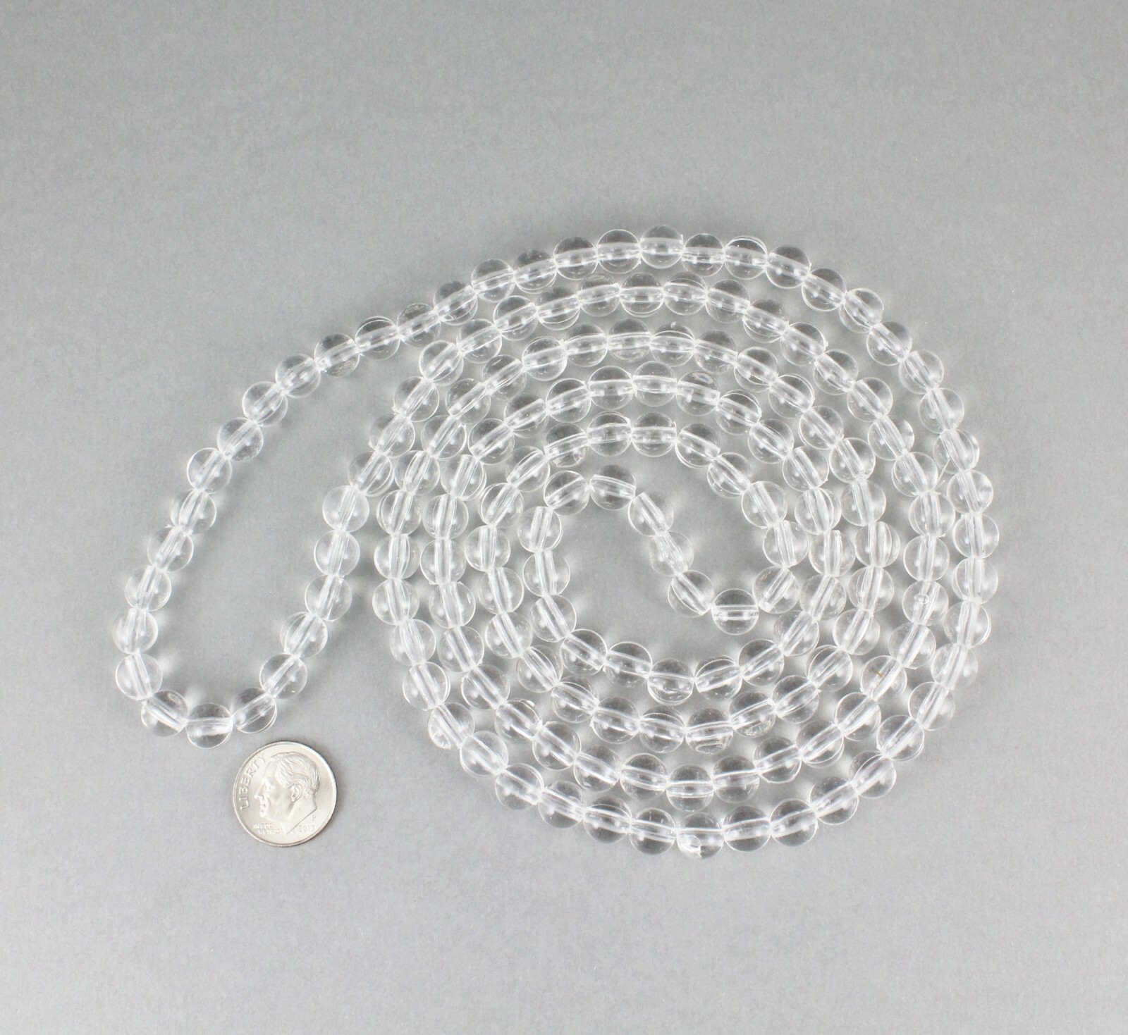 Clear bead long necklace extra long 44″ necklace beaded wrap double look wrapped