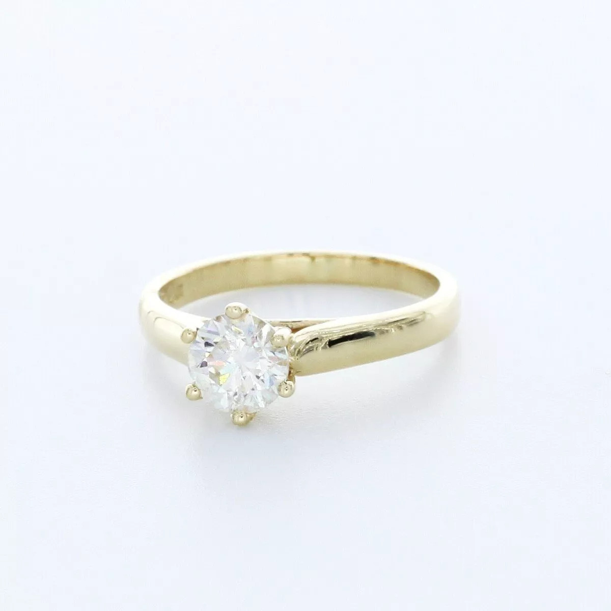 Solitaire Engagement Ring 14K Gold Trellis 1.07 CT Round Lab-Grown Diamond F VS1
