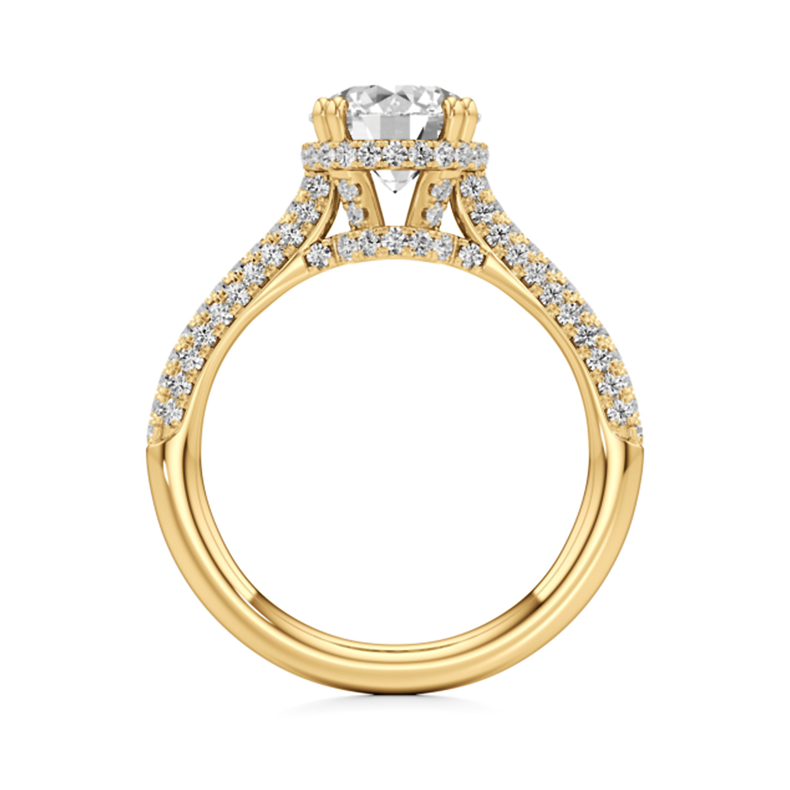 Diamond Engagement Ring 2.75 Ct Lab Grown E F VVS 14K Yellow Gold IGI Round Cut