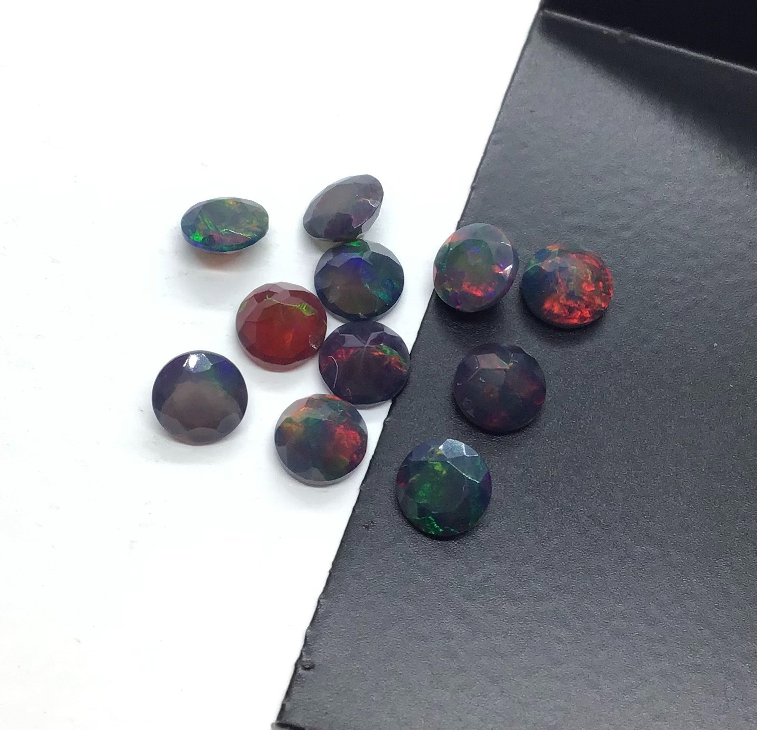 Black Fire Opal AAA Natural Ethiopian Round Cut Loose Gemstone For All Jewelry