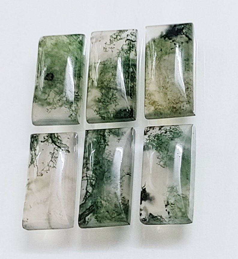 Natural Moss Tree Agate Rectangle Cabochon 6x8mm to 20x25mm Loose Gemstone