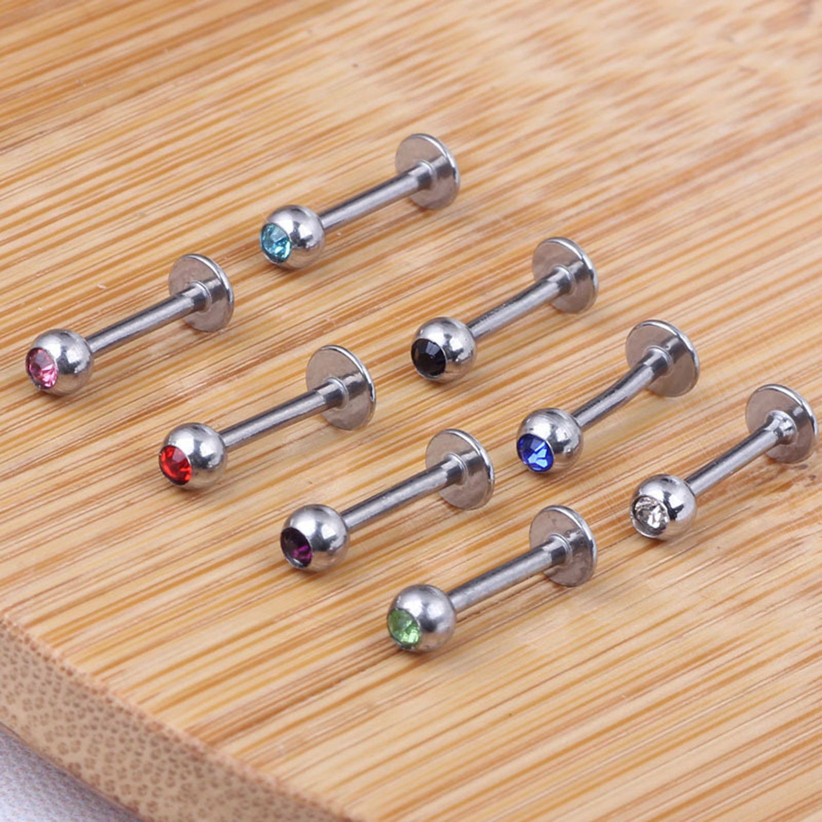 10PC 16G Crystal CZ Gem Labret Monroe Stud Lip Ring Helix Ear Cartilage Piercing