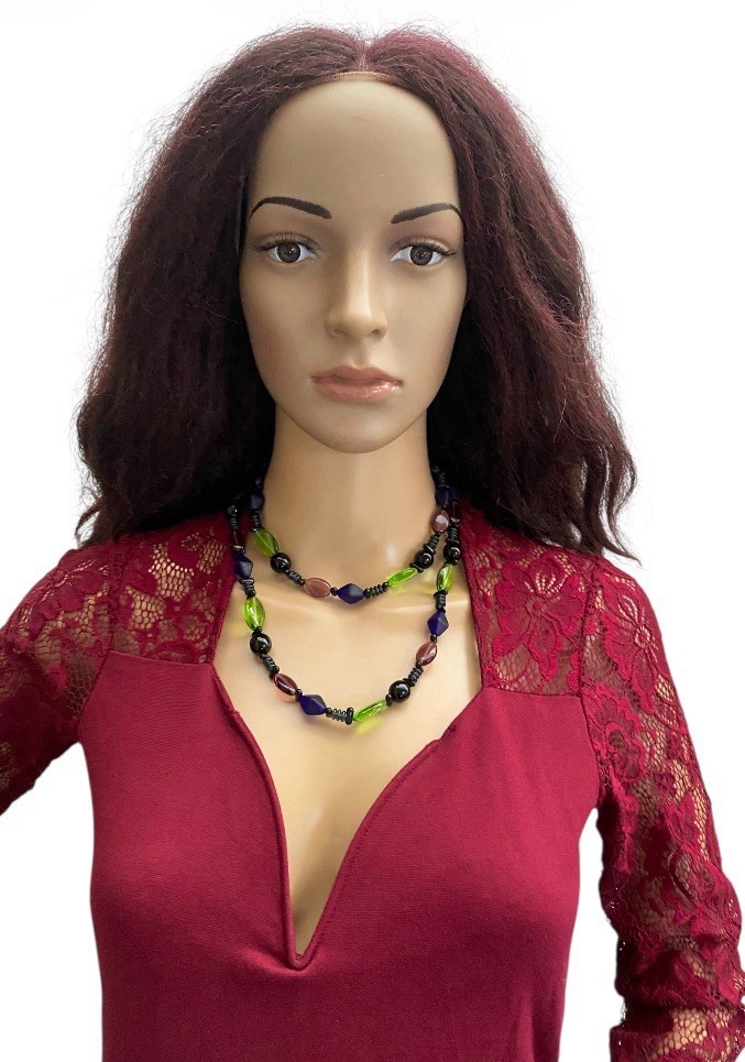 Wendy Gell Multicolor Glass Beaded Necklace 37in
