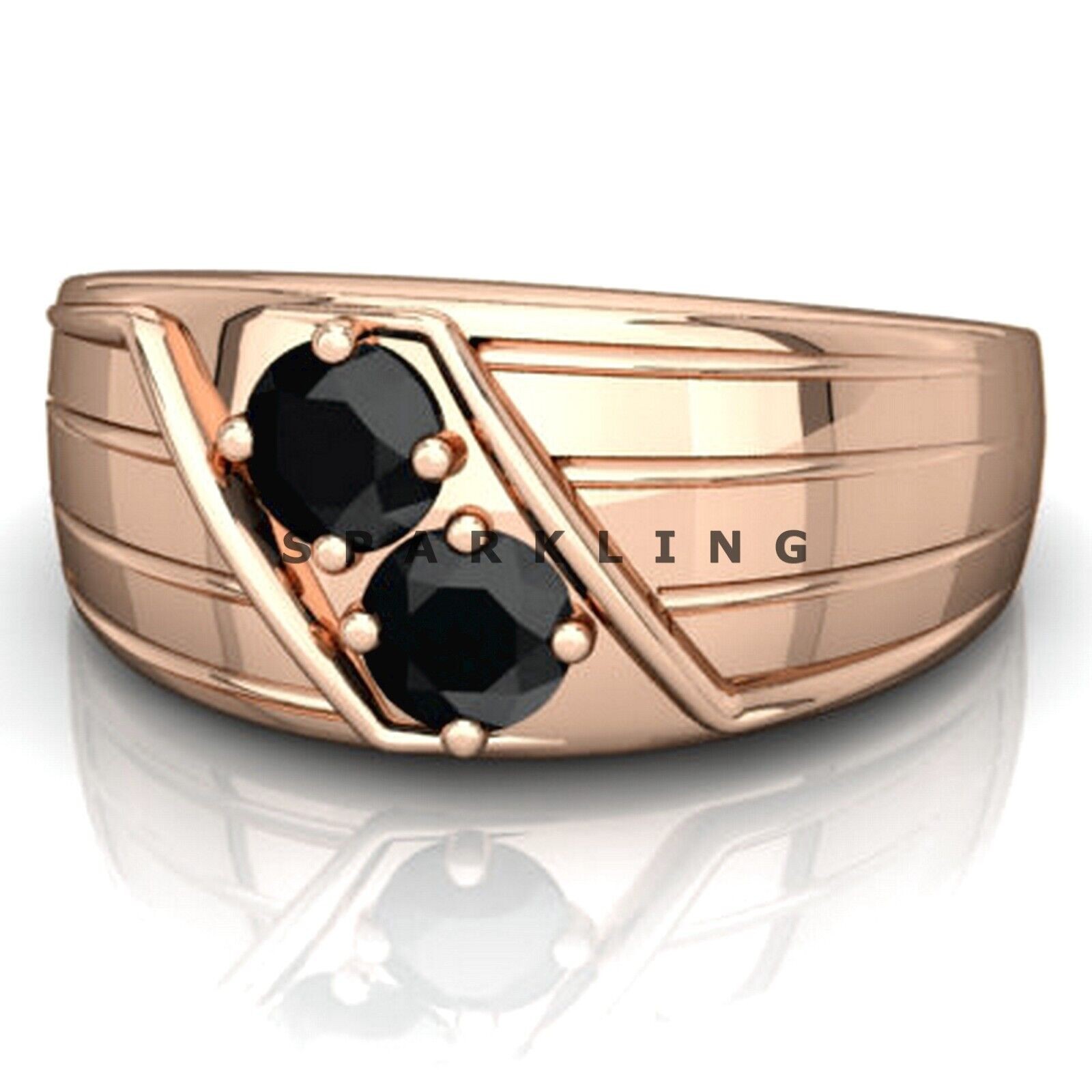 Black Onyx Round Cut With 14k Solid Pure Gold Ring For Men #D521