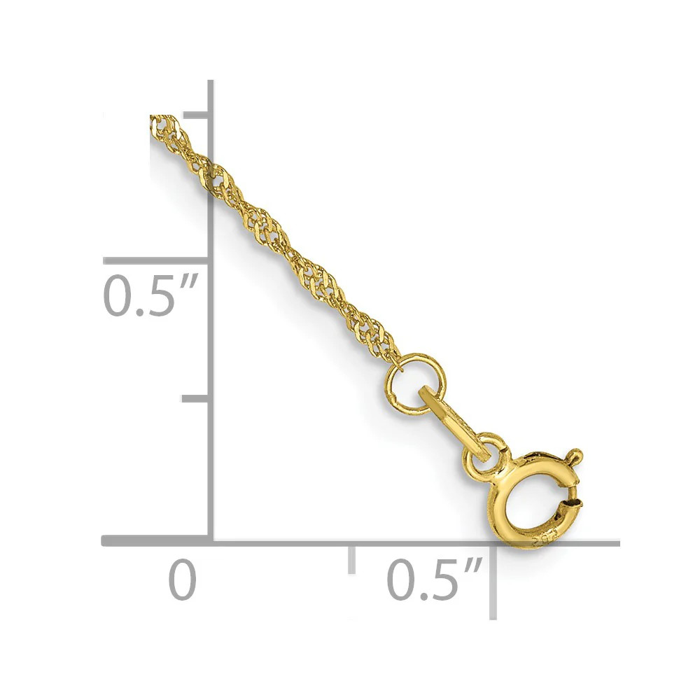 10K Yellow Gold 1.1mm Singapore Chain Anklet Bracelet 7″-10″
