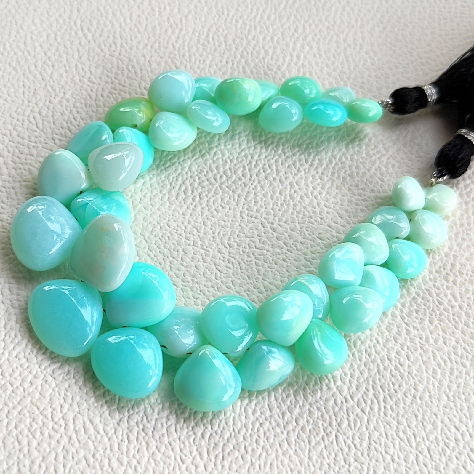Peruvian Blue Opal Smooth Heart Beads 7-13mm Gemstone Beads 7″ Strand