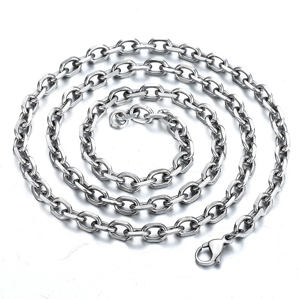 Mens Womens Chain Silver Stainless Steel Anchor Link Necklace 18-24 inches