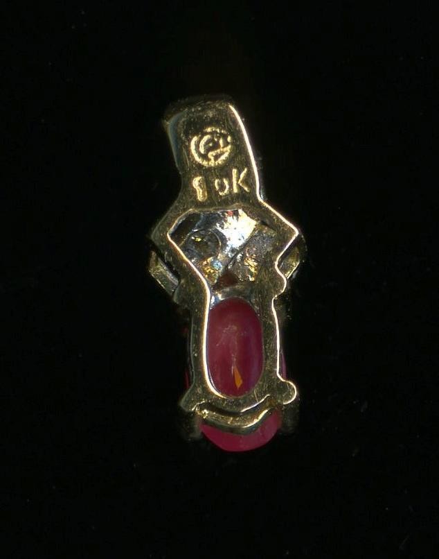 New 10K Solid Yellow Gold 5mm Oval Pink Red Ruby & Natural Diamond Pendant -CK